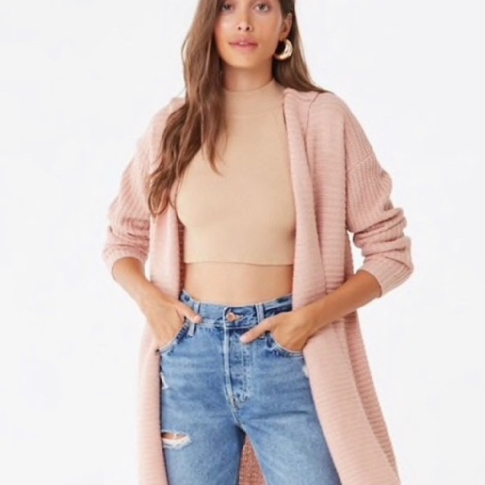 Forever 21 pink long knit cardigan sz small